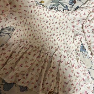 Dip Floral Smocked Top in Pink and Cream